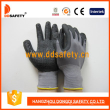 Grey Nylon Coated Nitrile Mini Dots Safety Gloves -Dnn143